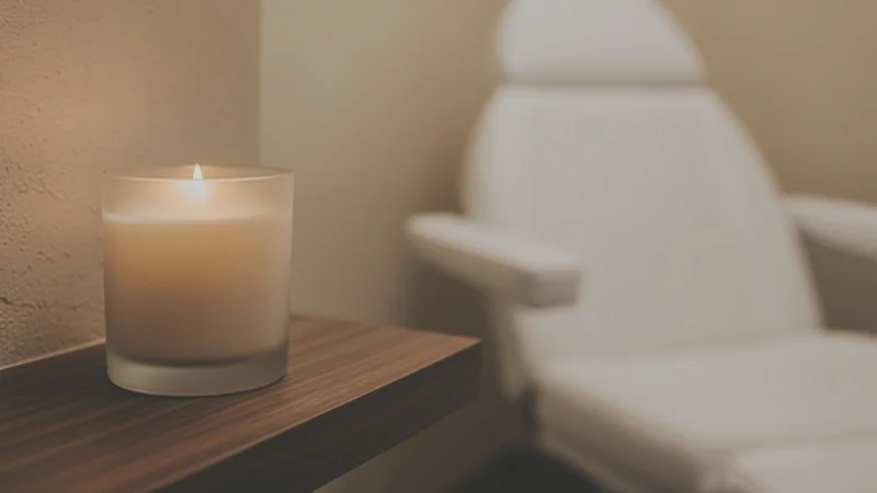 A calm, warmly lit med spa treatment room, where our clients comfortably receive advanced skin and body solutions like Morpheus8 body contouring and laser treatments.