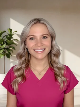 Professional headshot of Jenna Hoff, MSN, APRN, AGPCNP-BC, the Facial Balancing Specialist at Timeless Beauty Aesthetics.